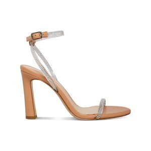 MADDEN GIRL Womens Beige Rhinestone Tasha Round Toe Stiletto Heeled Sandal 9.5 M